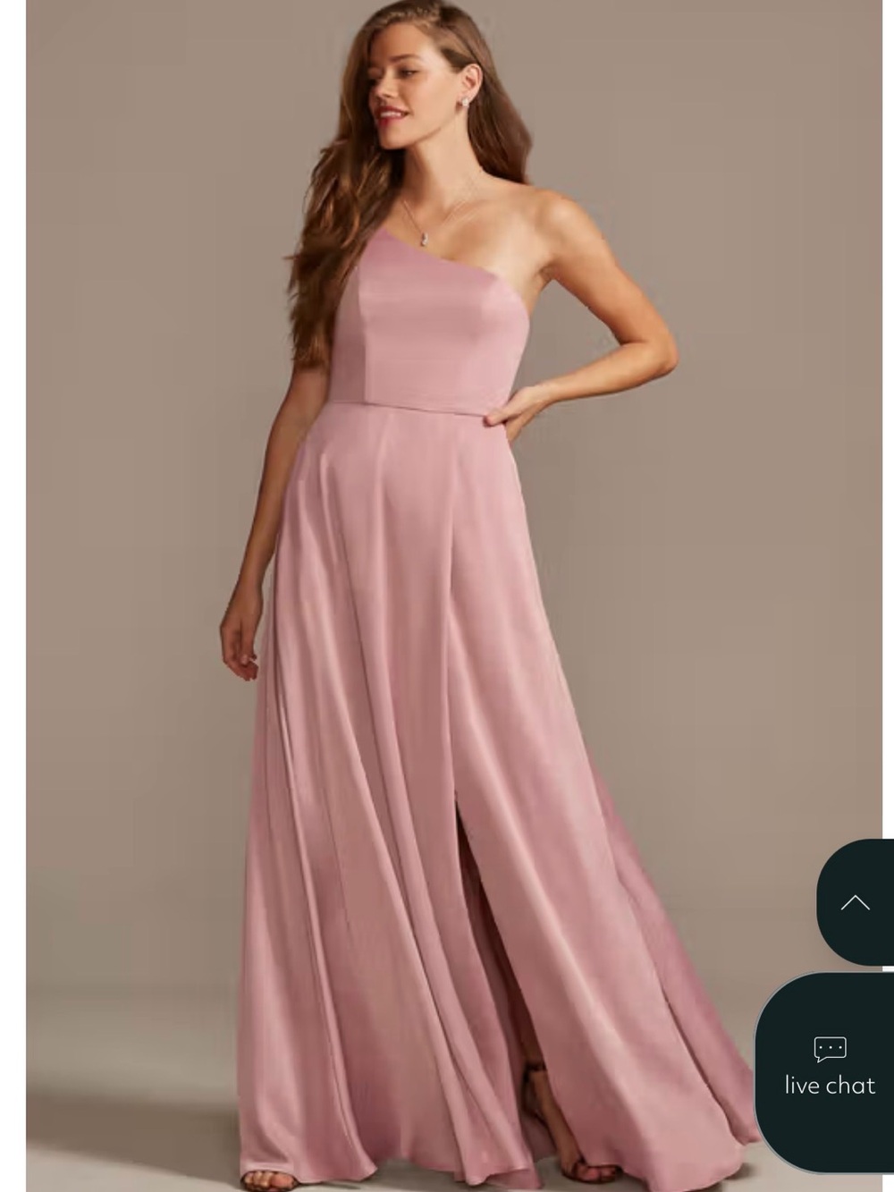 David's Bridal DB Studio One-Shoulder Satin Bridesmaid Dress